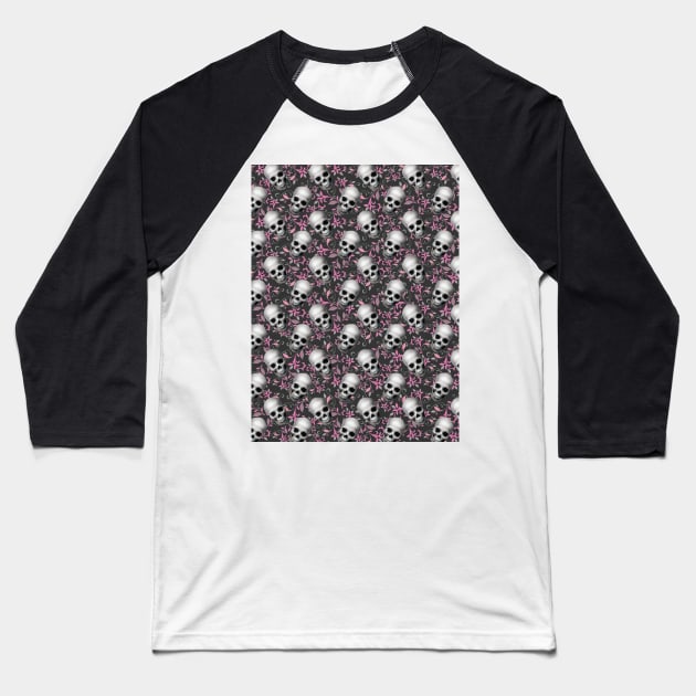 The Floral Skulls Baseball T-Shirt by amithachapa